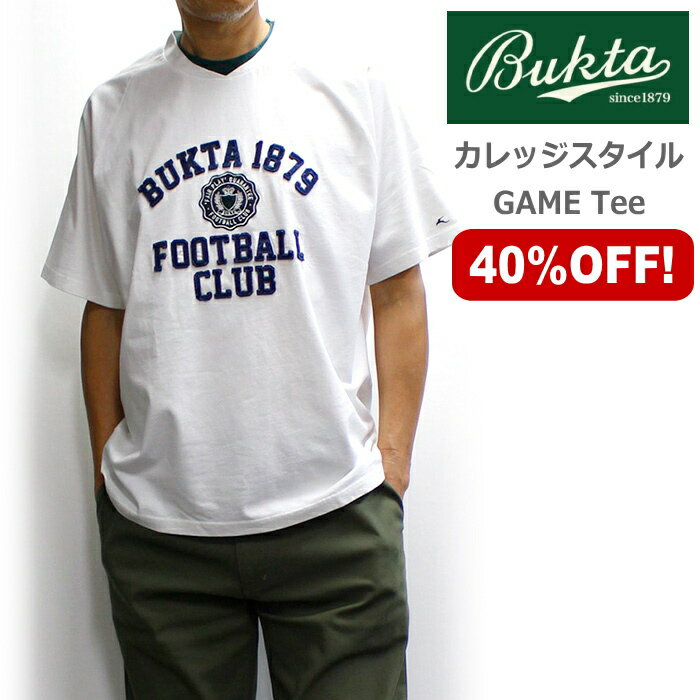 Rakuten - 【セール！40％オフ！】Bukta / バクタ カレッジロゴTシャツ 2025年モデル No.2445801（ヘビーウェイト ゲームTシャツ スポーツ スポーティ ストリート 夏）