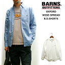 BARNS(バーンズ) ワイドカラーオックスフォード ボダンダウン長袖シャツ