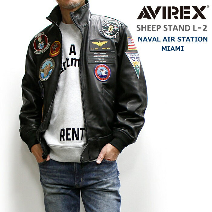 AVIREX(アヴィレックス) SHEEP STAND L‐2 JACKET "NAVAL AIR STATION MIAMI" / シープ革 スタンド襟 L-2ジャケット "ネイバルエアステーション マイアミ"