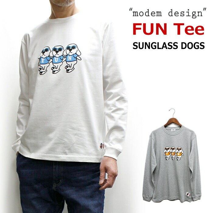 modem design(モデムデザイン) SUNGLASS DOG 長袖Tシャツ“アメリカ製コットンのTシャツ”一味違う風合いのメンズロンT 2024年春モデル