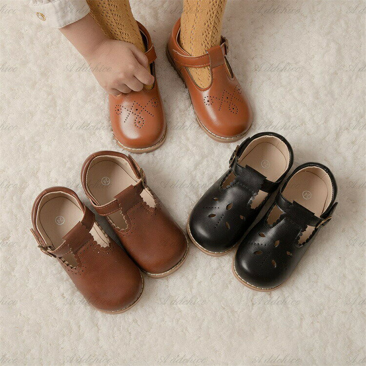 キッズ 靴 t-strap shoes Tストラップ シューズ レザー 合皮 皮 おしゃれ かわいい 女の子 14.0-20.0cm 子供 こども シンプル お出かけ イベント フォーマル 韓国 風 海外 輸入 子供服 春 夏 秋 冬 送料無料