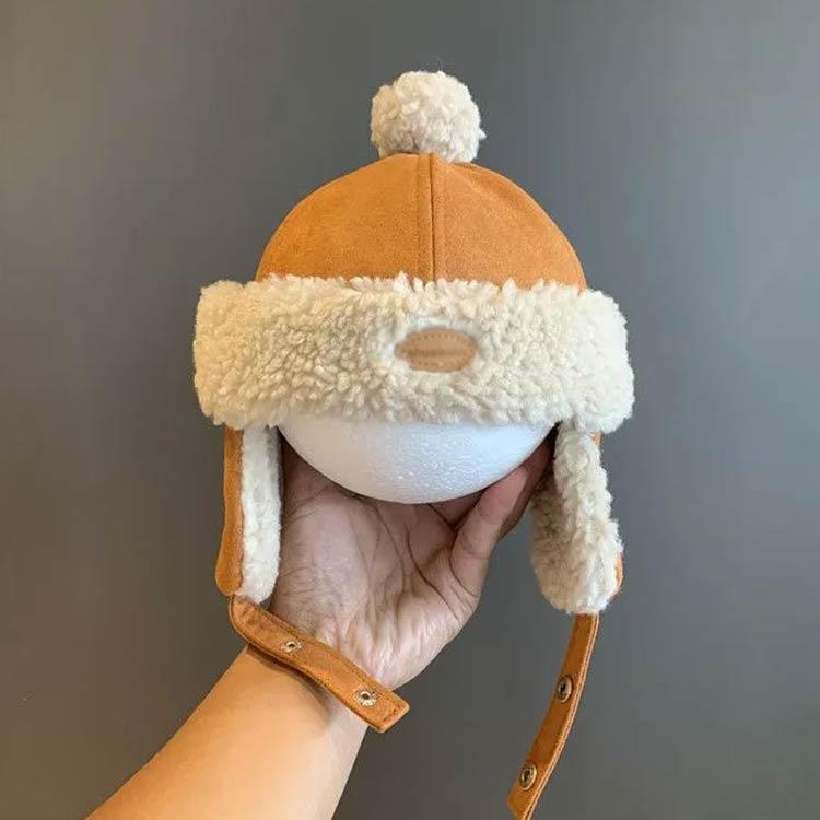 P-NEEDSの耳あて 裏ボア ベビー用 ニット帽 ボア帽子 ポンポン付き 裏起毛 赤ちゃん 子供 帽子 女の子 保温 キッズ 防寒帽 耳あて付き イヤーマフ付き 男の子 防寒 防風 秋冬 暖かい 子供帽子 通学 暖かい 保育園 幼稚園 アウトドア 防寒グッズ 通園｜アングル2