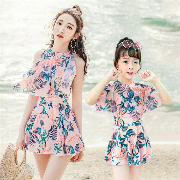 乐天商城 - 親子ペア 花柄 水着 キッズ 水着 女の子 セパレート 子供 ワンピース バックレス ジュニア キュート フリル 女児 レディース 水遊び プール 海 体型カバー 動きやすい おしゃれ かわいい オールインワン フリル キッズ