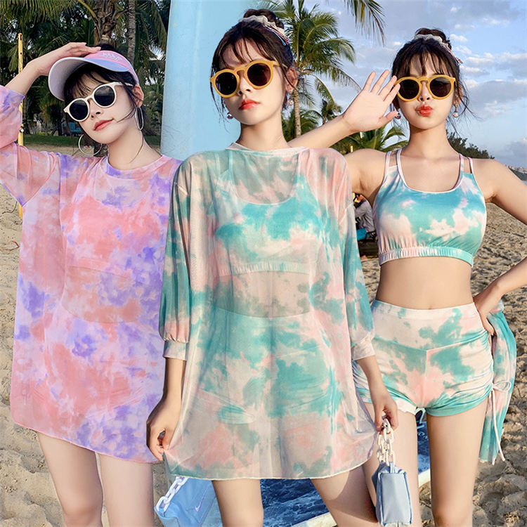 Rakuten - 水着 レディース セットアップ オトナ 女性 ビキニ ストレッチあり 韓国 無地 シンプル 体型カバー ハワイ 旅行 お洒落 タイダイ染 ショートパンツ 夏 海 プール セクシー ビーチサッカー パッド付き ワイヤー入り マントもあり 可愛い おしゃれ エレガント