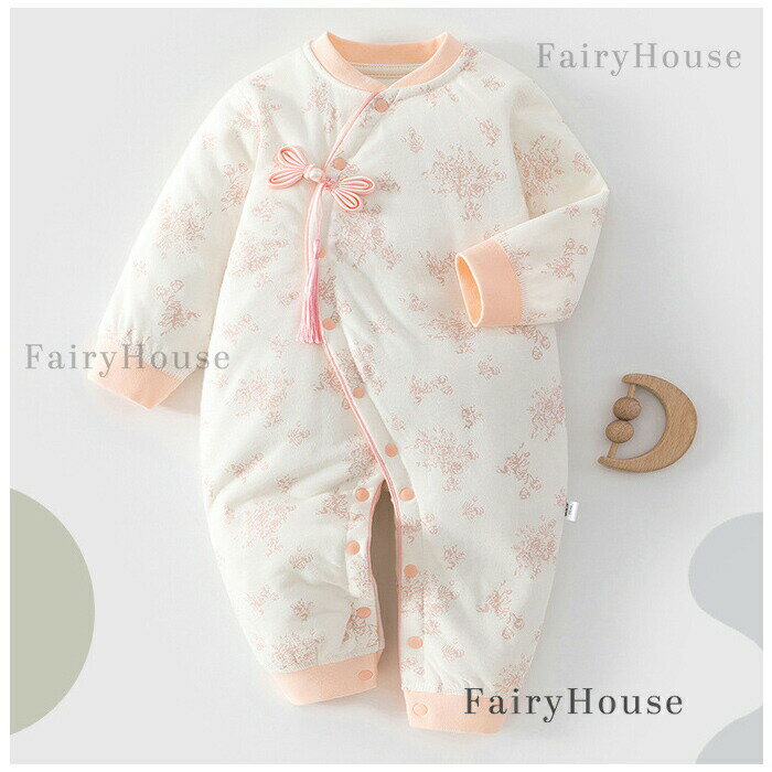 送料無料 ロンパース あたたかい ベビー服 防寒 厚手 ロンパース 女の子 カバーオール 純綿 綿100 コットン キッズ 子供服 新生児 赤ちゃん 可愛い 花柄 子ども服 ルームウェア 部屋着 パジャマ 出産お祝い プレゼント 長袖 ロンパース 59 66 73 80 90cm 2