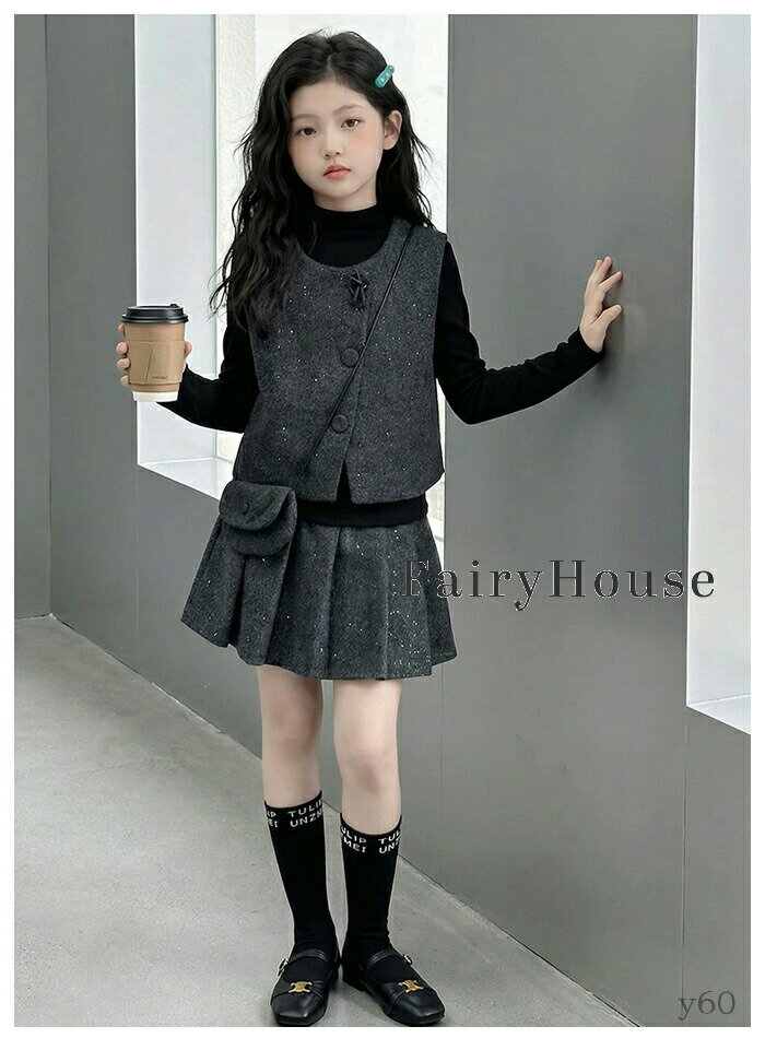 送料無料 子供服 女の子 セットアップ おしゃれ 春服 秋服 上下セット キッズ 黒T...