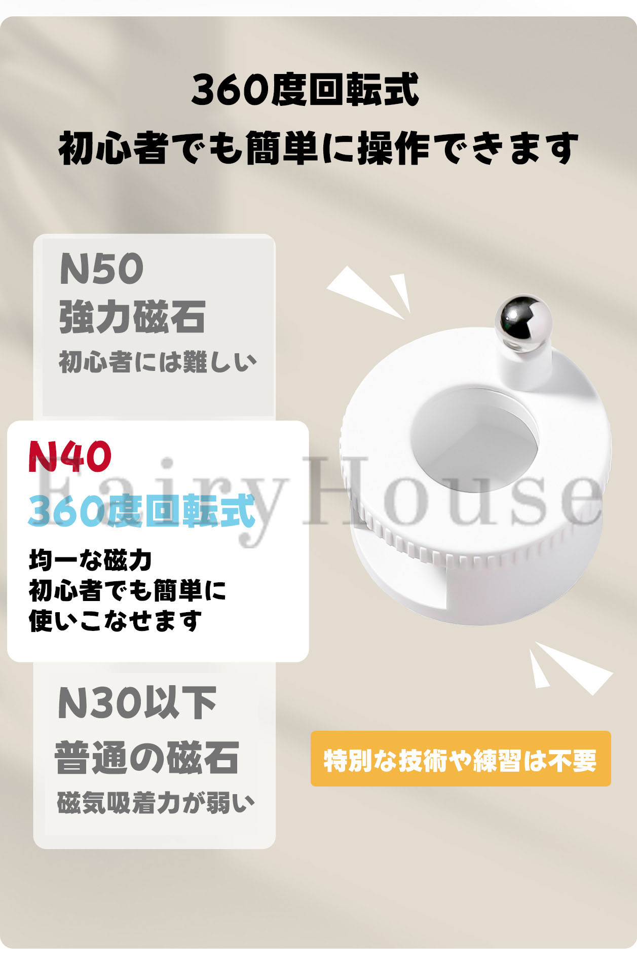 ネイル用マグネット 30度回転 マグネットネイル 強力磁石 n40マグネット くるくる...