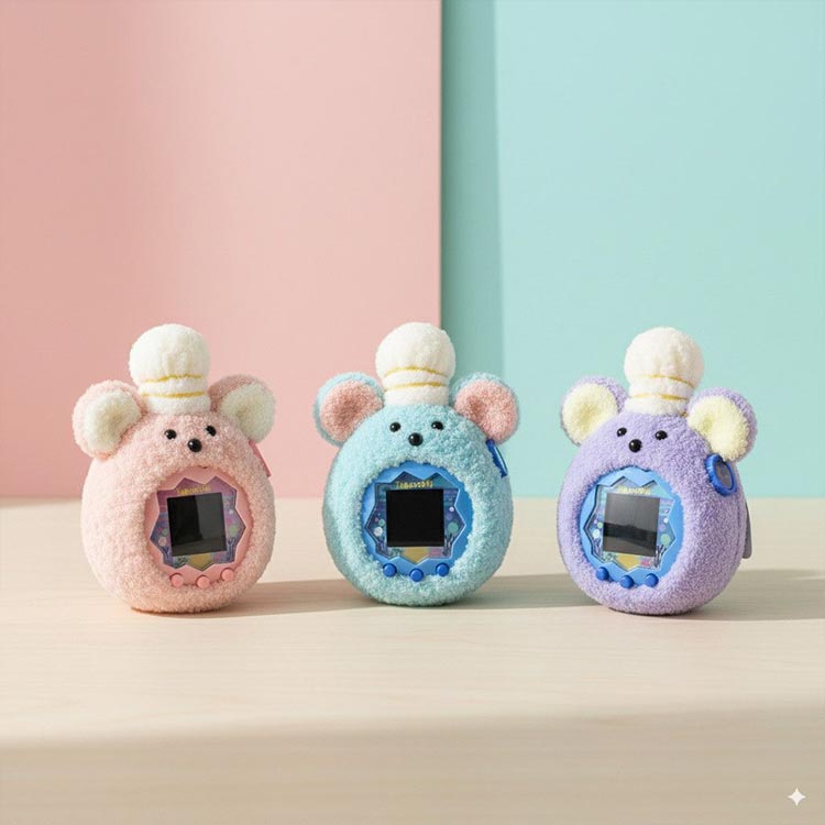 P-NEEDSのケース たまごっち ブルー くま ネズミ カバー もこもこ カバー イエロー Tamagotchi ぶた パープル ピンク Paradise 手作り かわいい たまごっちパラダイス たまごっち 編み込み ケース ふわふわ Tamagotchi Paradise 用 ケース カバー 耐衝撃｜アングル3