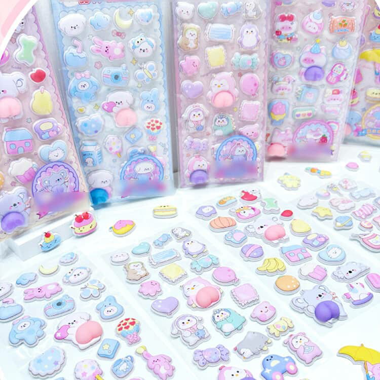 デコレーション スクイーズ 3D 可愛い 最新デザイン 6枚セット シール おしり キャラクター 最新デザイン ぷにぷに シール 泡ステッカー 手帳 ステッカー シール 立体 デコ スマホケース ふわふわ もちもち シール デコレーション ストレス 解消 癒し p-needs-10003671 P-NEEDS サンプル画像3