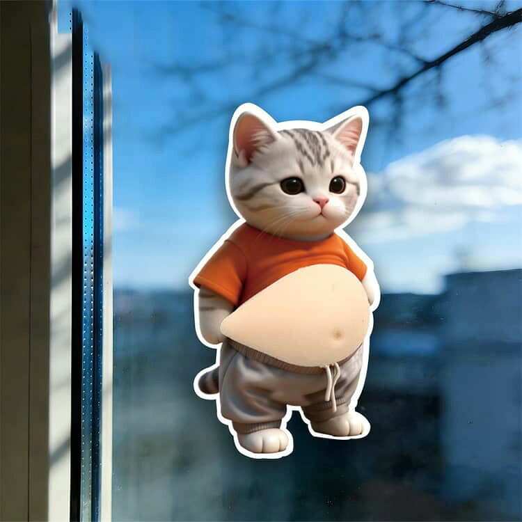 お腹 シール もちもち 6枚セット かわいい お腹 シール 猫 おしりシール ぷにぷに ふわふわ 柔らかい腹 もっちりスクイーズ ぷくぷくシール もっちりシール おなかシール ストレス解消 おなかシール ぷにぷに触感 癒し スクイーズ p-needs-10003770 P-NEEDS サンプル画像2