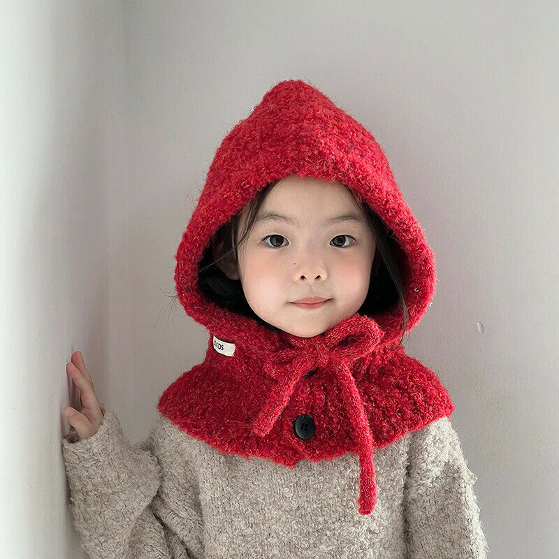 P-NEEDSの送料無料 子ども用 帽子とネックウォーマー一体型 ニット帽 秋冬 48-52cm 防寒 防寒フード 暖かい 男女兼用 コスチューム 雑貨 おしゃれ アウトドア 幼稚園 保育園 誕生日 記念写真 赤ちゃん インスタ映え 海外通販｜アングル2