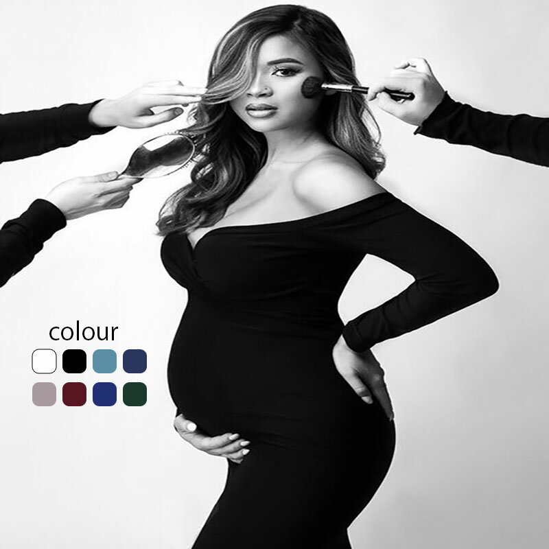 Maternity - 送料無料 ワンピース マタニティ シースルー レース オフショルダー ロングトレーン マタニティドレス マタニティフォト マキシワンピ シンプル エレガント 思い出 記念撮影 メモリーフォト 記念写真 海外通販
