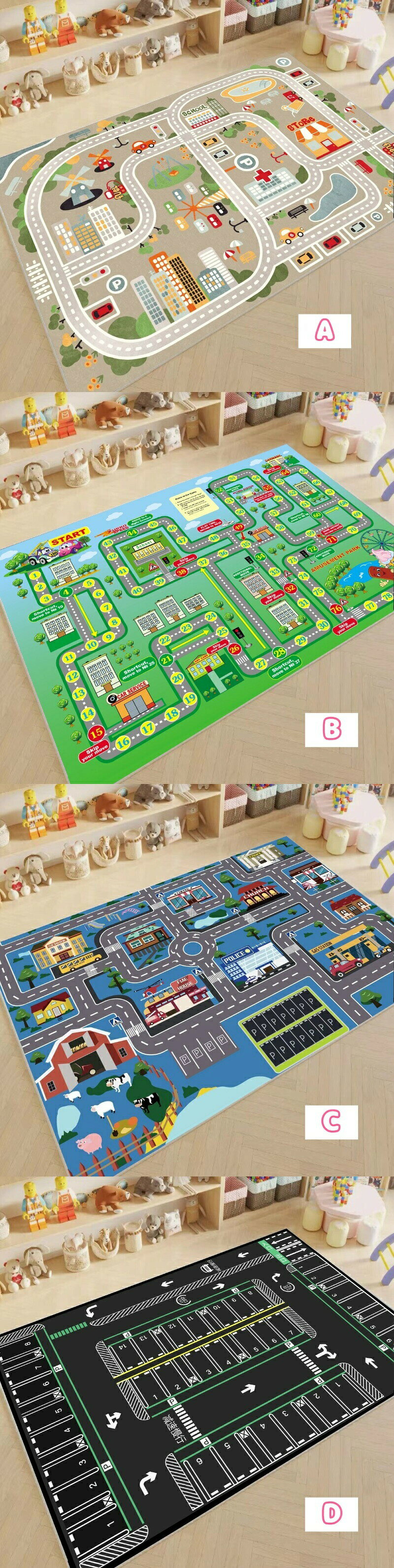 送料無料 120*200cmマット カーペット ラグマット プレイマット ベビーマット 遊びマット 大判 長方形 町 道路 交通 知育 騒音緩和 衝撃吸収? 滑り止め? 出産祝い インテリア 赤ちゃん ベビー 子供 キッズ 北欧 かわいい 床暖房対応 プレゼント ギフト 海外通販 [2]