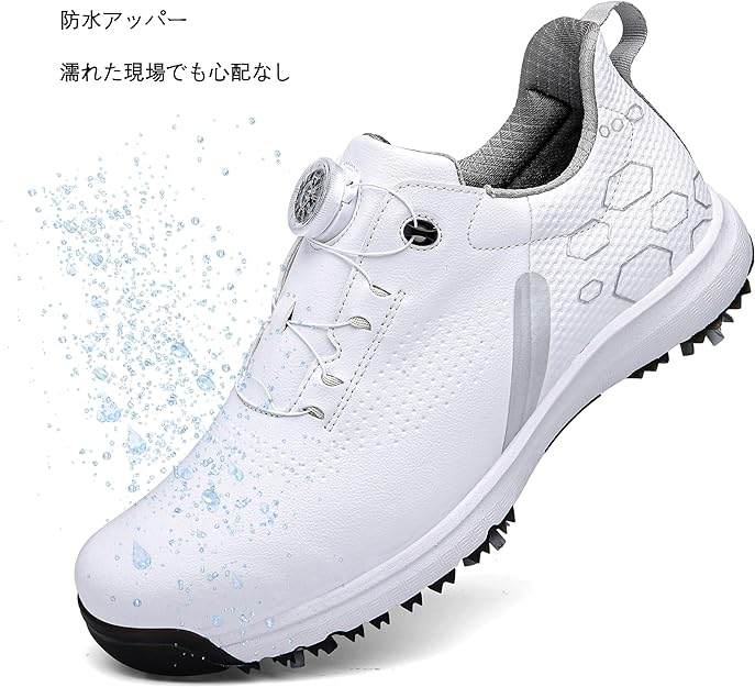 ゴルフシューズ メンズ スパイク 超軽量 防水 ビンディングシューズ ダイヤル調整...