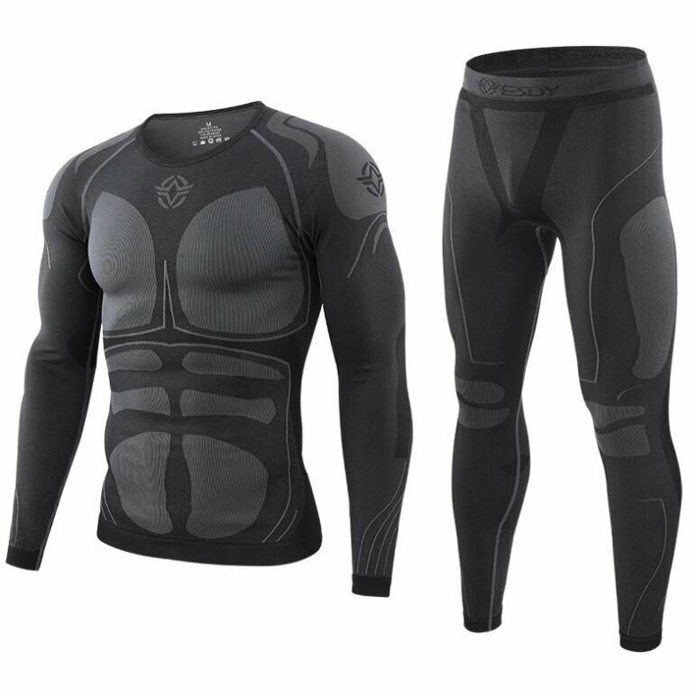 Long-Sleeved - メンズ ヒートテック あったかインナー 保温 防寒肌着 薄手 長袖シャツ ロングタイツ 上下セット 保温インナー 冬用 スポーツウエア