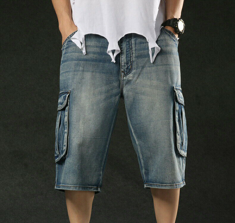 乐天商城 - ズボン デニムパンツ クロップドパンツ　デニムショートパンツ　メンズ・新品　ハーフパンツ　七分丈パンツ　カーゴパンツ　ワークパンツ