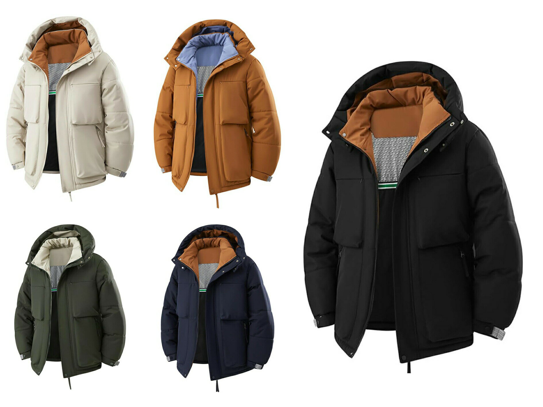 樂天商城 - コート メンズ 冬服 ベンチコート ダウンジャケット ショートダウン 分厚い 中綿ジャケット フード付き 保温 防寒 アウトドア おしゃれ スタイリッシュ 体型カバー シンプル オフィス 普段着 トップ