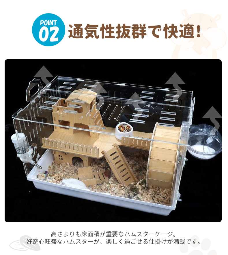 お陰様で1位！ハムスター ケージ 最適化 スターライトケージ 全面クリア 透明 大型...