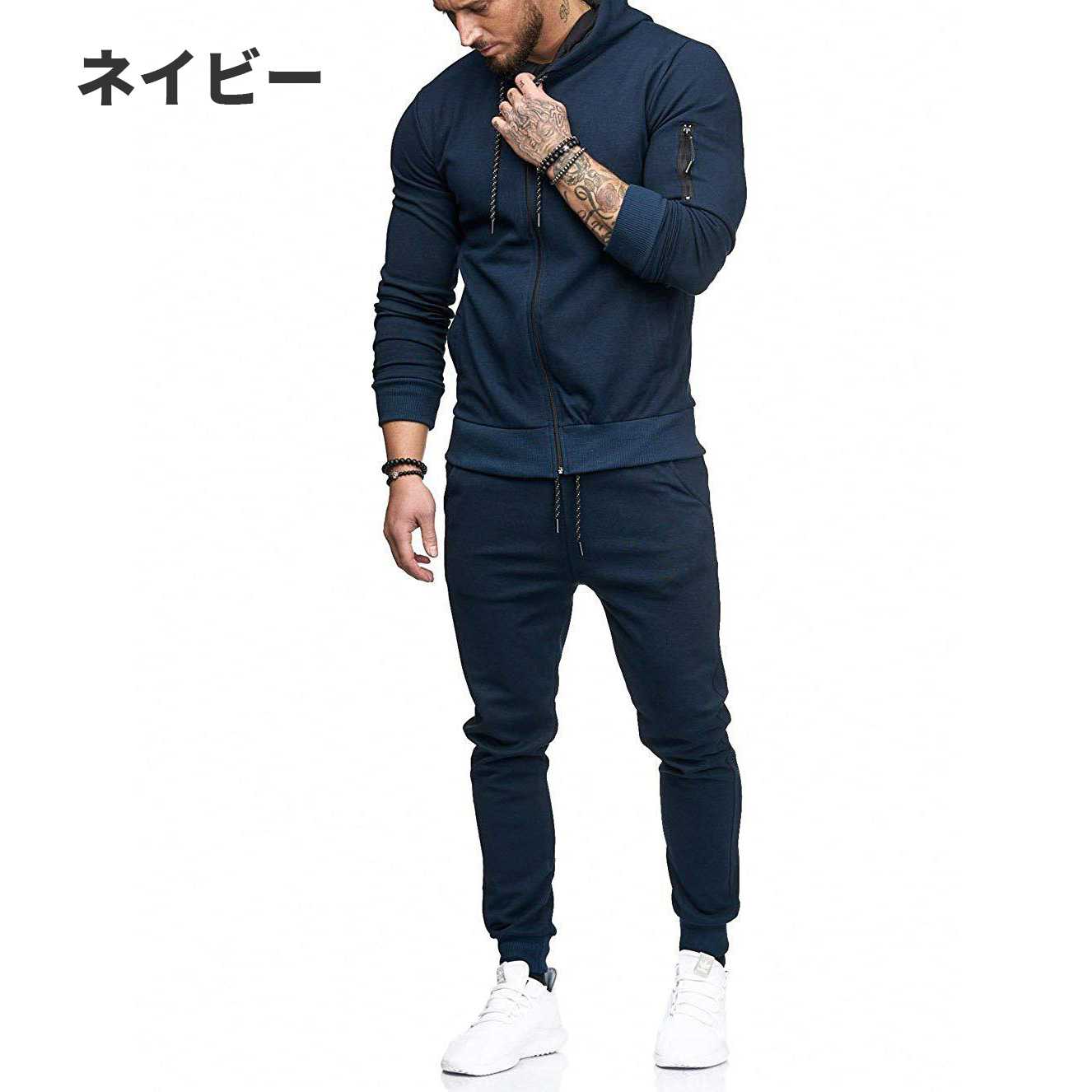 色 S-XL スポーツウェア メンズジャージセットジャージ パーカーセットアップ 上下セット スウェットセットアップ 長袖ルームウェア 部屋着 ライダース メンズファッショントレーニング ウォーキングウェア 3