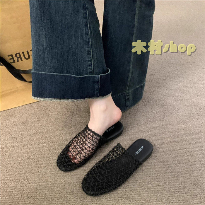 樂天商城 - メッシュ ミュール サンダル レディース 春夏 フラットシューズ パンプス 美脚 履きやすい 痛くない 歩いやすいシューズ 　スリッパー レディース ビーチサンダル 網サンダル メッシュサンダル フラットサンダル