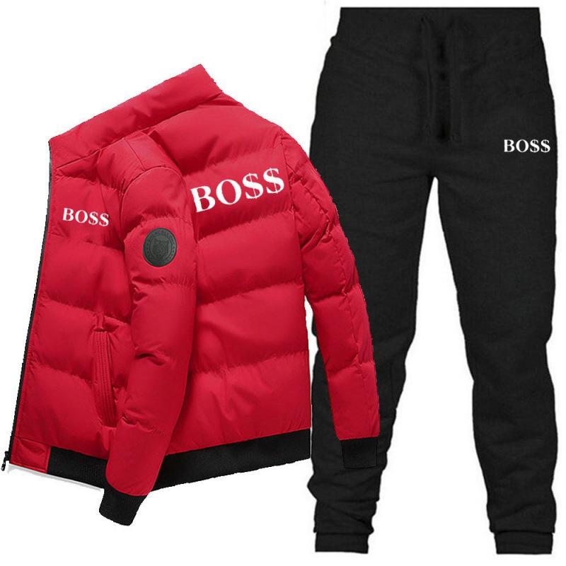 Rain Wear - メンズ 休?套装 冬季 加厚 長袖 コットンジャケット+長ズボン 上下セット ?? 休?着