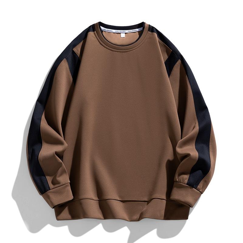 樂天商城 - Tシャツ メンズ トレーナー 春秋 韓国 配色 トップス 長袖 カットソー ルームウェア 普段使い ポリエステル ブラック ホワイト カーキ グリーン コーヒー M L XL 2XL 3XL 4XL 5XL