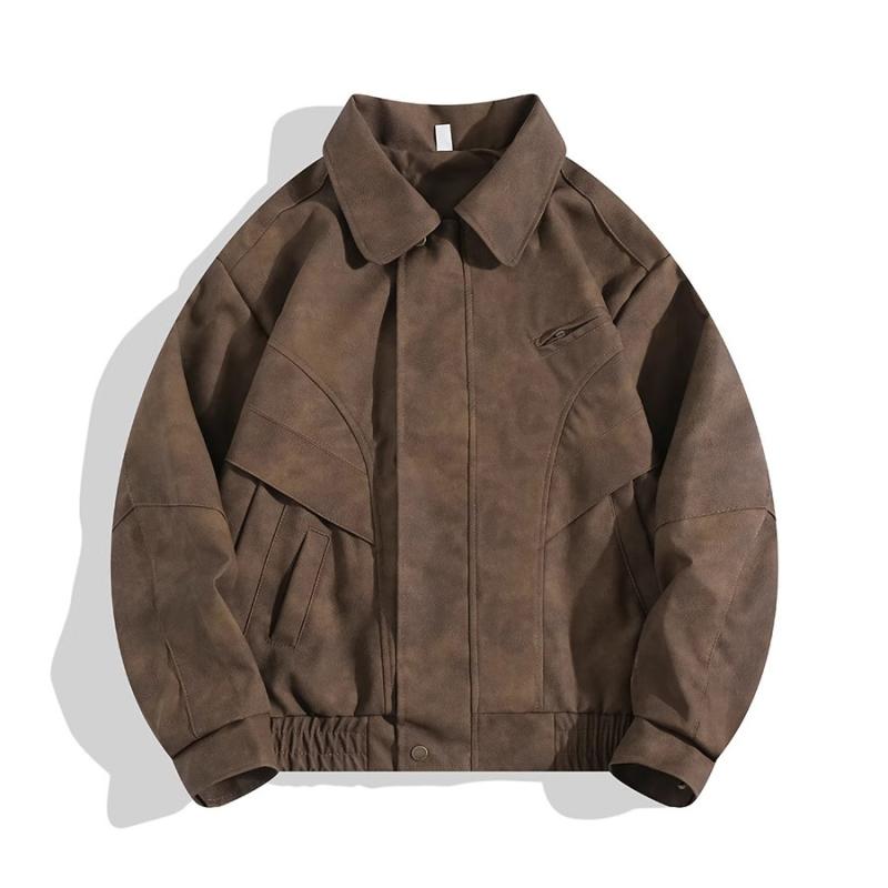 ジャケット メンズ 春秋物 レトロ オーバーサイズ 絞り染め ポリエステル ブラウン系