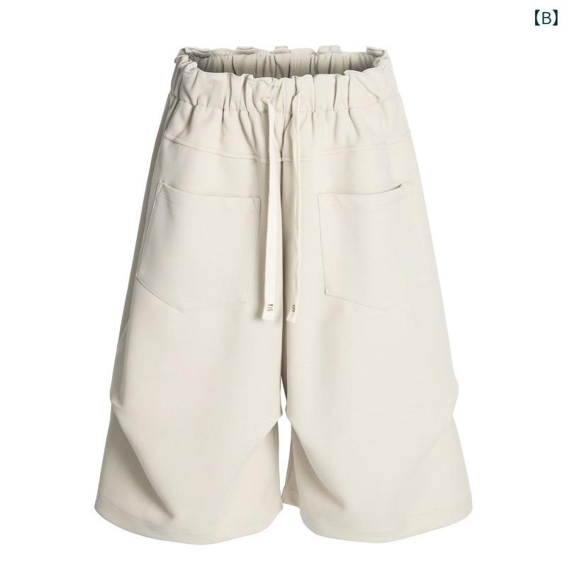 ハーフパンツ メンズ 男性用 5分丈パンツ リラックスパンツ ポリエステル混紡 無地...