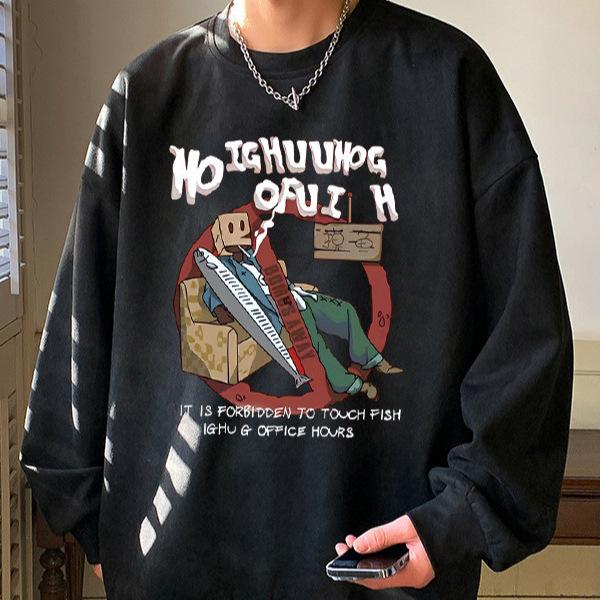 樂天商城 - Tシャツ メンズ 男性用 春秋 美式 レトロ トップス 長袖 カットソー ラウンドネック 普段着 部屋着 グレー 杏色 黒 青 ポリエステル