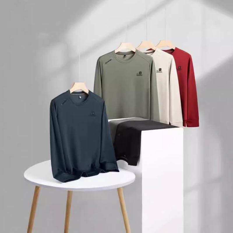 樂天商城 - スウェット メンズ トレーナー カットソー 長袖 Tシャツ 薄手 ポリエステル混紡 丸首 リブ袖 無地 ゆったり M L XL 2L 3L 4L 秋冬