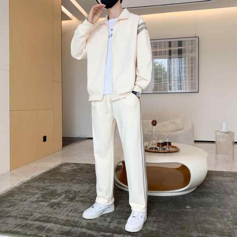Rakuten - メンズ スポーツウェア セットアップ 秋冬モデル 男性用 運動着 長袖 アウター ジャージ パンツ 上下 2点セット ポリエステル ブラック 杢グレー ベージュ