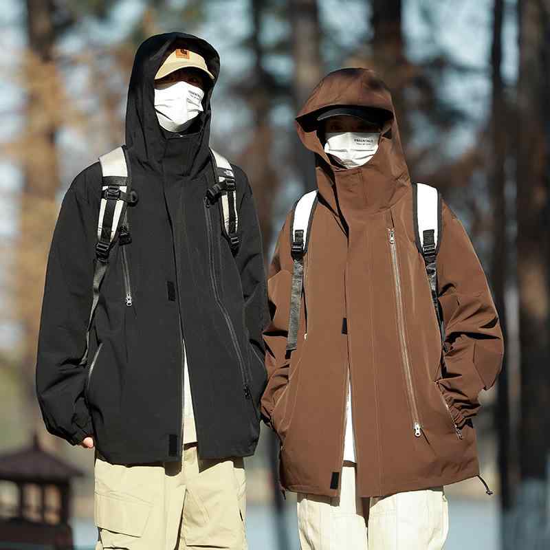 樂天商城 - ジャケット 男性用 スキーウェア 裏起毛 撥水 防風 マウンテンパーカー アウトドア 登山 キャンプ ブラック カーキ コーヒー色 スカイブルー レッド