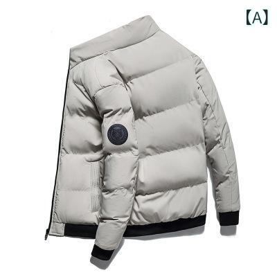 樂天商城 - 綿ジャケット メンズ 冬用 中綿 厚手 防寒 立ち襟 ショート丈 アウター ジャンパー ブルゾン 無地 ホワイト レッド カーキ ブラック