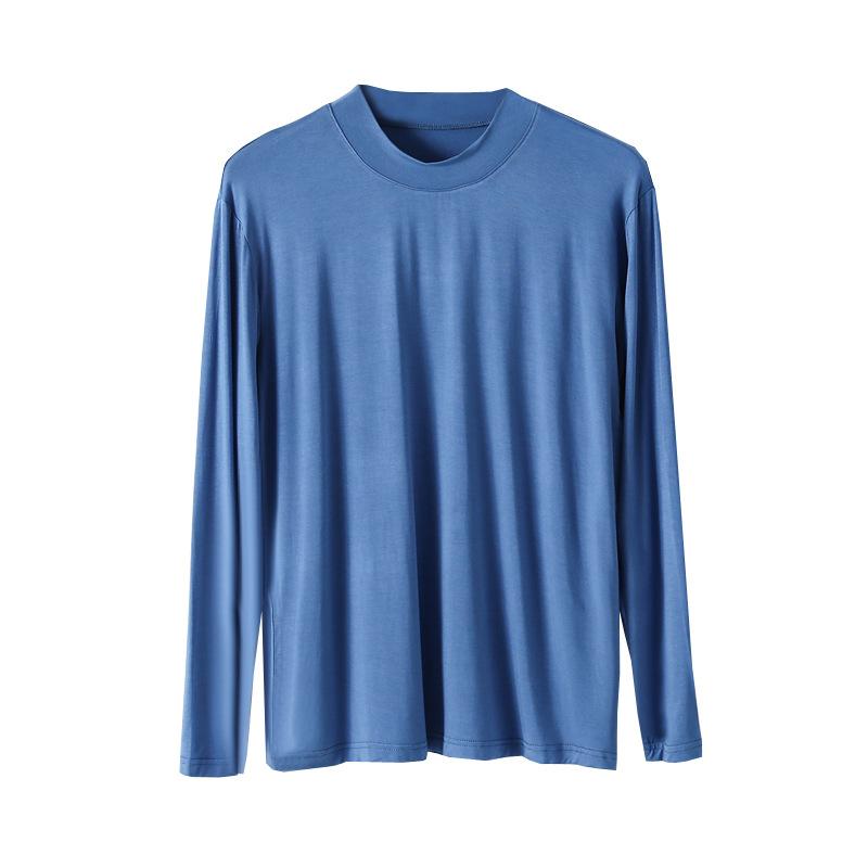 パジャマ メンズ 男性用 長袖 トップス 薄手 部屋着 モダール 大きいサイズ 秋服 肌着 Tシャツ ブラック グレー ブルー