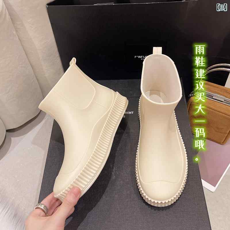 P-NEEDSの日本 カレッジ レインブーツ 女性 滑りにくい ウォーター シューズ ショート ロー トップウォーター ブーツ 洗車 キッチン ゴム 靴 美しい｜アングル2