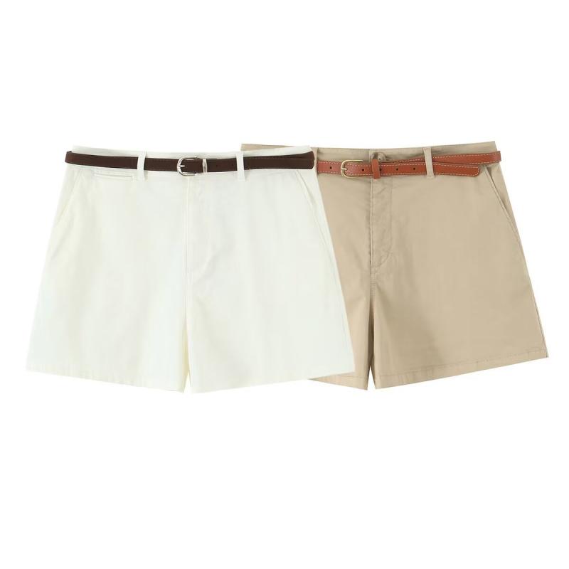 樂天商城 - ショートパンツ レディース ハーフパンツ 高見え ポリエステル ウエストベルト付き キュロットパンツ 白 ホワイト ベージュ 韓国 スタイル