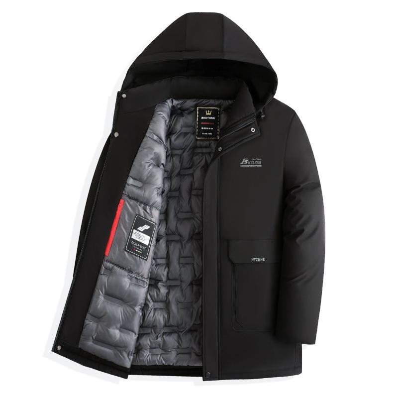 Rain Wear - メンズ ダウン風 中綿ジャケット 中綿コート 取り外し可能フード付き 防寒着 男性用 ビジネス 普段使い ポリエステル ブラック 紺色 グレー