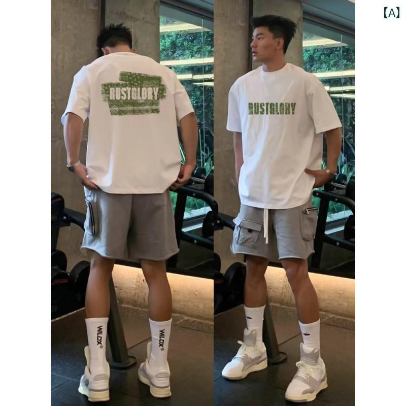 樂天商城 - アメリカ ストリート ニッチ 半袖 Tシャツ メンズ 夏 レトロ ヘビー コットン カジュアル トップス.カラフルカラーオシャレ