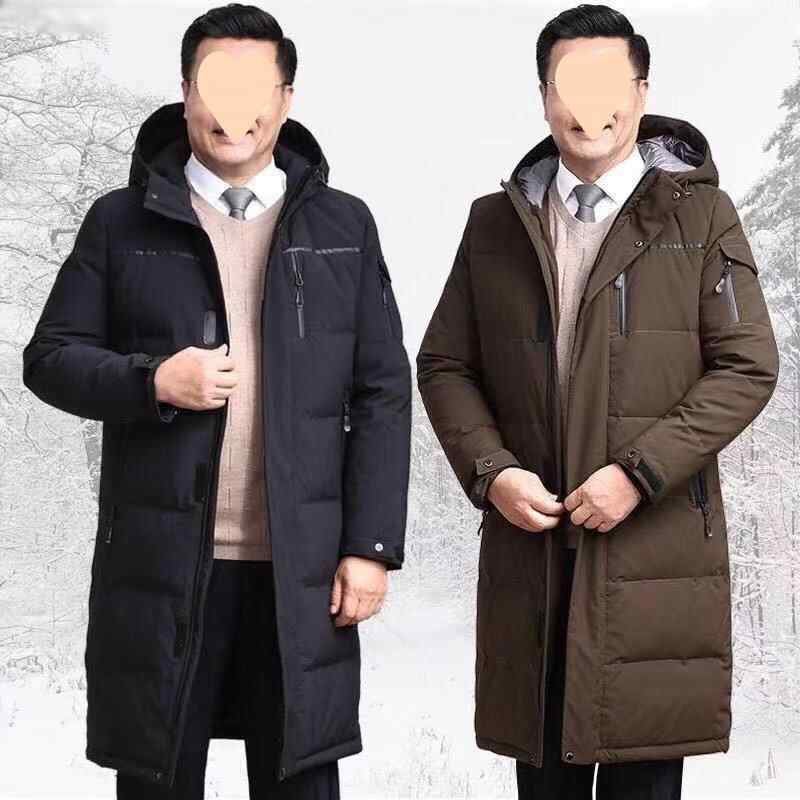 乐天商城 - メンズ 男性用 厚手 ロング丈 ひざ丈 冬 アウター 保温 防寒 大きいサイズ 普段使い 部屋着 ブラック グレー カーキ