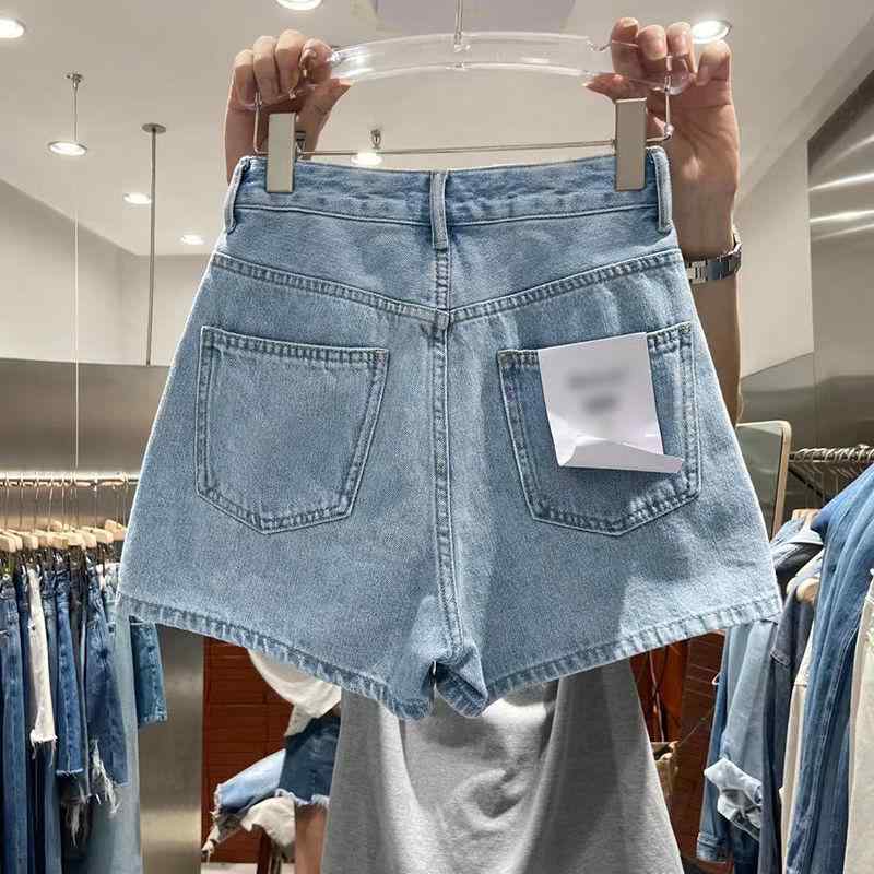 Rakuten - デニム レディース ショートパンツ 夏 韓国 ハイウエスト Aライン ゆったり ストレート 着痩せ カジュアル 短パン ジーパン ジーンズ ズボン ボトムス 無地 ブルー ブラック S M L XL 2XL