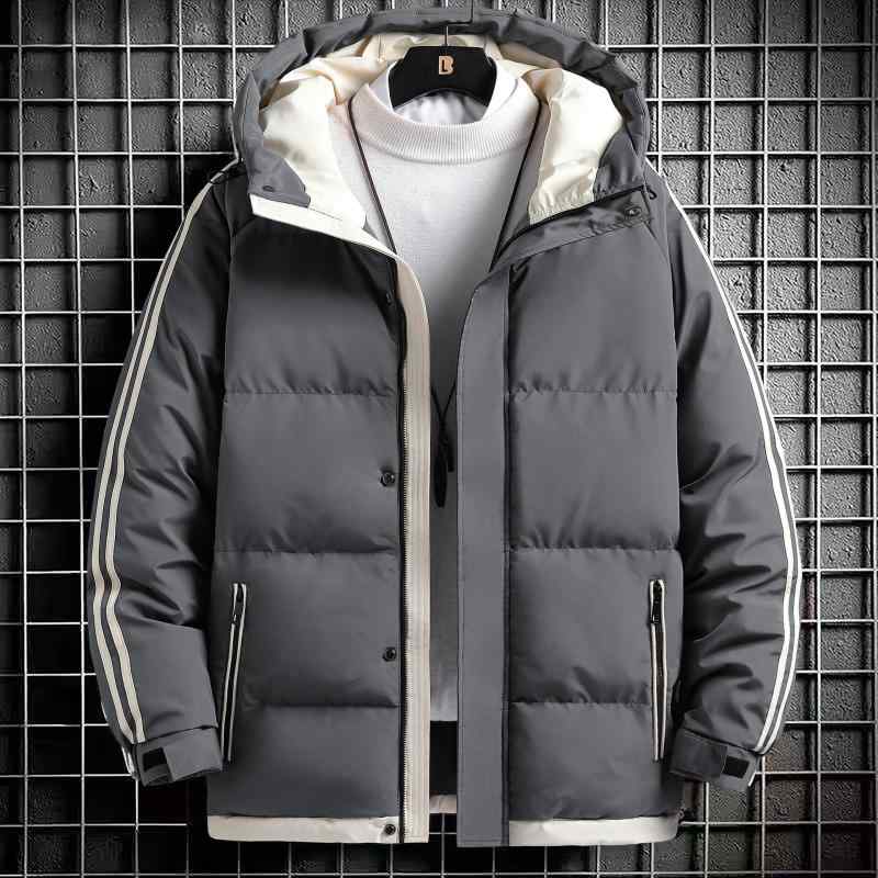 Rain Wear - ダウンジャケット メンズ 男性用 秋冬 ブルゾン 中綿 撥水 防寒 フード付き アウター ジャンパー 黒 グレー 緑 カーキ