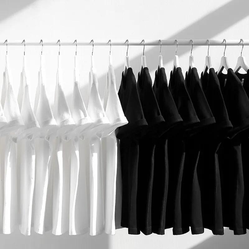 樂天商城 - Tシャツ メンズ 男性用 コットン 半袖 プルオーバー ラウンドネック 無地 リブ裾 180g ホワイト ブラック 普段使い(x2)