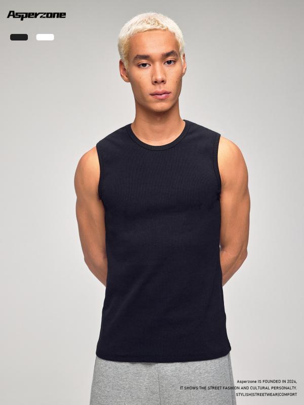 樂天商城 - Tシャツ 男性用 リブ編み タイト スポーツ ウェア トレーニング インナー ラウンドネック コットン 無地 白 黒