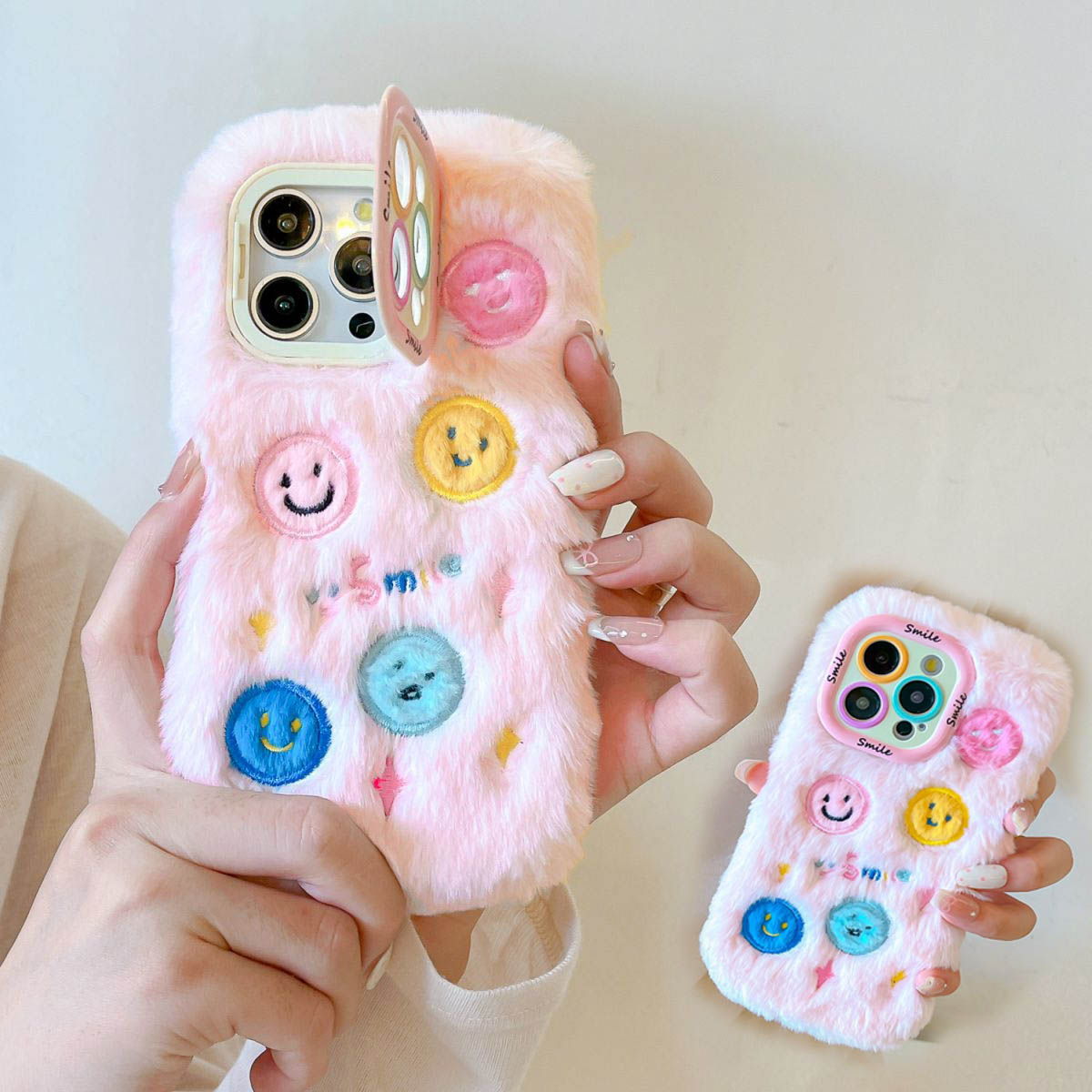 乐天商城 - 送料無料 iPhone16 ケース 互換品 ふわふわ 秋冬 smile 笑顔 かわいい レンズカバー ぬいぐるみ アイフォン15 14 14promax 13 12promax Pro 13promax 13Pro 13 14pro iPhone 15 Pro Max スマホケース カバー 耐衝撃 楽天海外通販