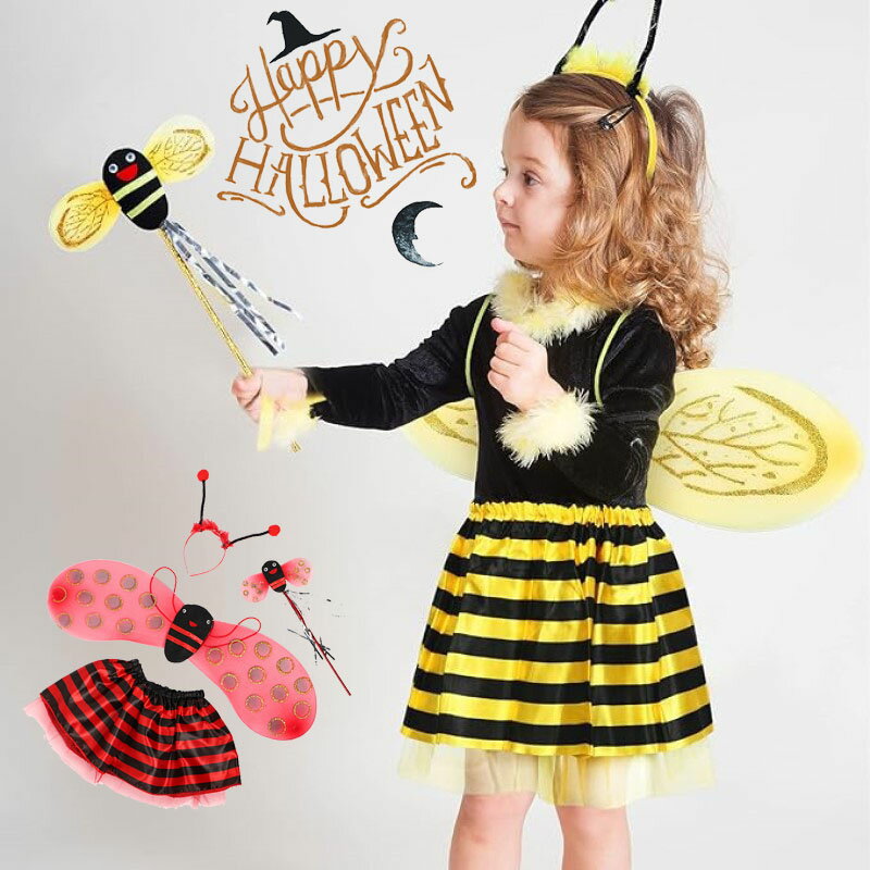 送料無料 子供ハロウィン衣装 蜂 てんとう虫 bug bee 翼付き ガールズ ボーイズ キッズ コスプレ 衣装 子供用 仮装 halloween 仮装 イベント コスチューム 舞台 ステージ 男の子 女の子 学園祭 文化祭 発表会 楽天海外通販