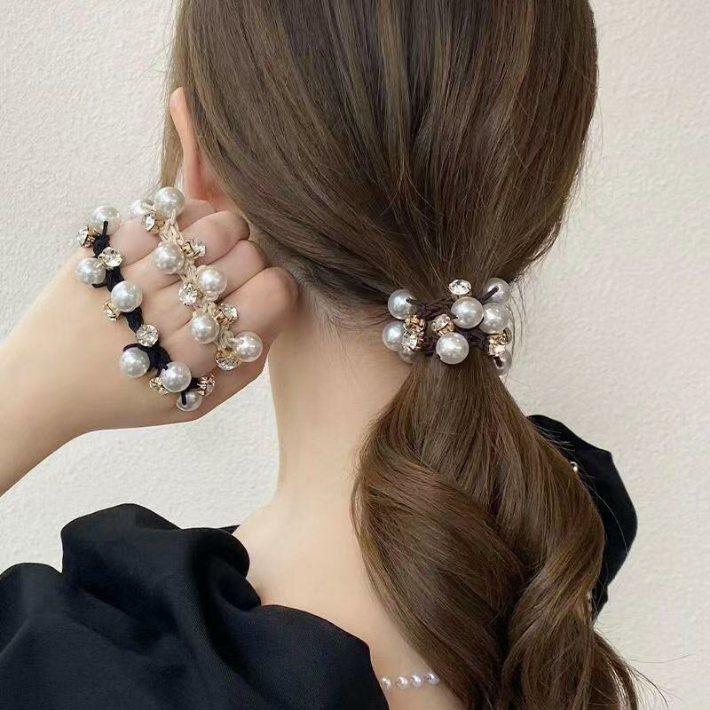 送料無料 ヘアゴム パール 3個セット ヘアアクセサリー パール ヘアゴム おしゃれ 大人っぽい シンプル太め 黒 ブラウン ヘアアレンジ 髪ゴム 跡がつかない 上品 オフィス パールヘアゴム アクセサリー クリスマス ギフト プレゼント 楽天海外通販