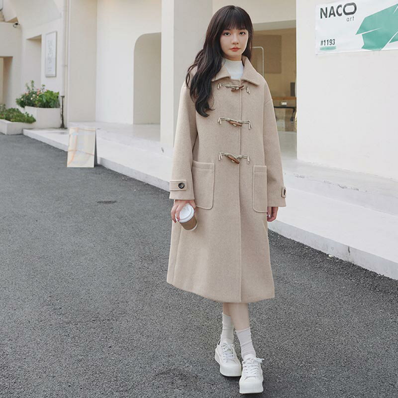 樂天商城 - 送料無料 ダッフルコート レディース 冬 ミドル丈 膝下 シンプル アウター コート キレイめ 冬 上品 お洒落 可愛い お出かけ デート デイリー 大人カジュアル ゆったり上品通勤 入園式 卒業式 おしゃれ きれいめ 上品 シンプル 大人 無地 楽天海外通販