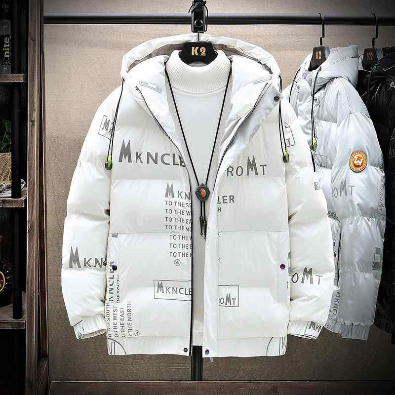 樂天商城 - ダウンジャケット メンズ 男性用 フード付き 中綿 防寒 暖かい アウター トップス 普段使い カジュアル ストリート スタイル 冬 ホワイト ブラック シルバー