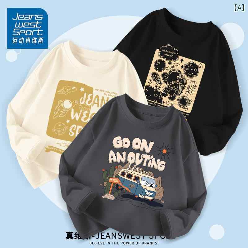 T-Shirts （Short Sleeve） - スポーツ ボーイズ Tシャツ 長袖 2025 子供用 ボトム 綿 春 トップス 春秋 コットン ラウンドネック カットソー カジュアル