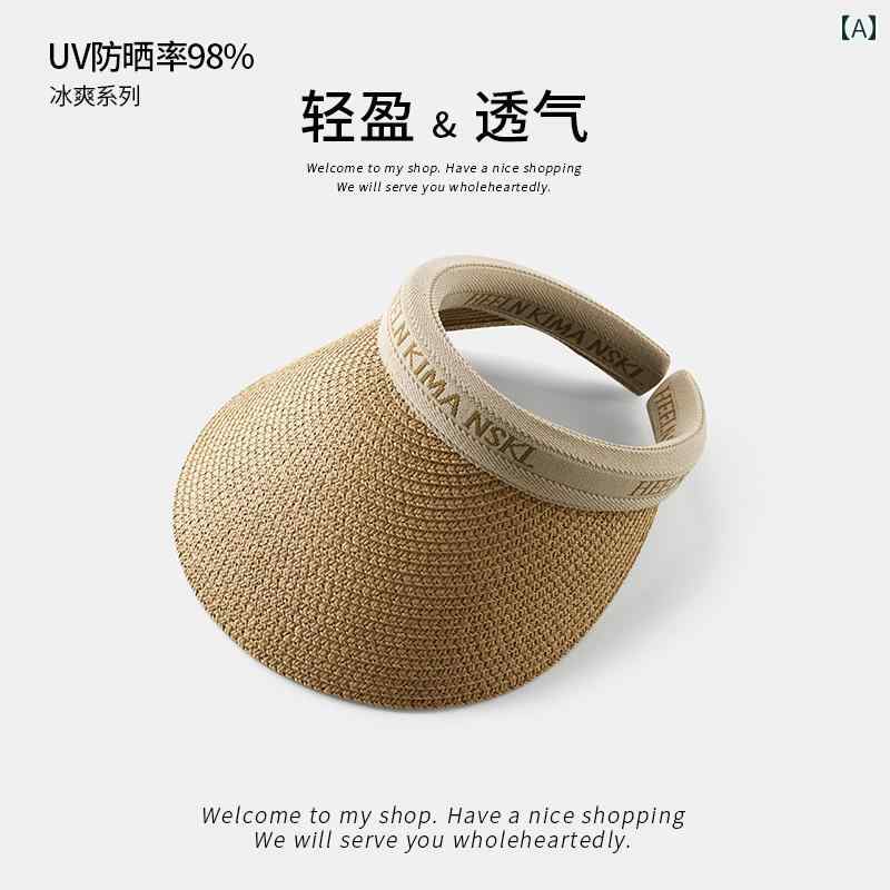 樂天商城 - 夏用 トップの ラフィア 麦わら 帽子 アウトドア ヘッドバンド サンハット 紫外線 対策 シーサイド.シンプル可愛い